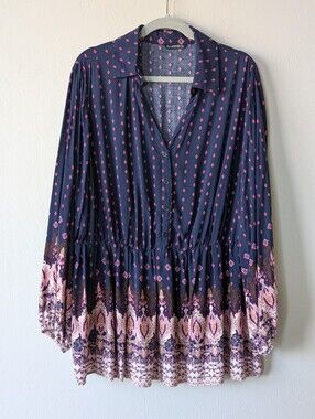 BloomChic Made For Your Curves Purple Pink Paisley Rayon Mini Dress Size US 26